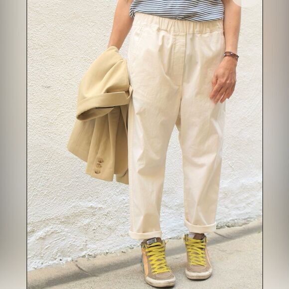 Nili Lotan Casablanca Pants Drop Crotch Harem Cropped Cotton Minimalist Large